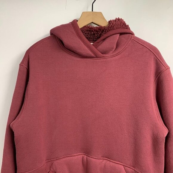 Athleta‎ Reversible Sherpa 511866 Maple Red Hooded Sweatshirt Size S - Picture 4 of 12